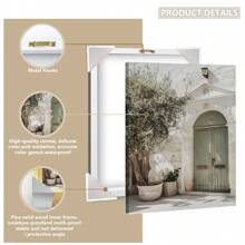 1pc Framed Canvas Wall Art Poster, Italian Architecture & Olive Tree Canvas Print Mural, Modern Style, Suitable For Living Room, Bedroom, Bathroom, Office, Hallway, Kitchen Decor, Home Decor Gift, Spring Decor Gift, Birthday Graduation Gift - Multicolor - View 3