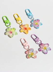 5 件渐变色树脂茉莉花形钥匙扣，时尚汽车钥匙吊坠，背包汽车配件包魅力学院风可爱哥特 Y2K - 5朵花朵鑰匙扣 - 查看 2