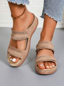 Women's Thick Sole Slippers, Casual Comfortable Flat Beach Sandals For Summer