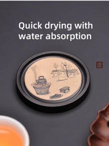 1pc Wooden Drink Coaster Holder Set, Creative Tea Cup Tray Storage Accessories, Heat Insulation Mat For Teapot & Tea Ceremony Back To School