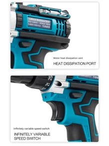 Taladro de impacto y controlador inalámbrico de ión de litio de 21V máx. - Poderoso sin escobillas, kit de herramientas eléctricas con 1 batería y cargador, 24 accesorios y bolsa de herramientas para tareas de mejora y reparación del hogar sin esfuerzo, alta torsión 35 velocidades ajustables