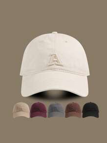 Czapka baseballowa z haftem w literę A Jednolity kolor Prosta, swobodna czapka sportowa Czapki z filtrem przeciwsłonecznym