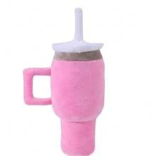 1pc Cup Design Pet Dog Squeaky Plush Toy, Chew Resistant Teeth Grinding Toy