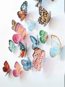 36 piezas Decoraciones de mariposas 3D realistas con alas de acuarela de colores, fáciles de colgar, aptas para decoración de bodas y fiestas, accesorios de ramos para el Día de la Madre, props para fotografía, decoraciones para fiestas en casa, regalos y decoraciones para el Día de la Madre, cumpleaños, graduación, despedida de soltera