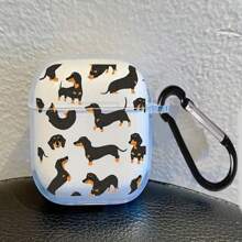 Étui de protection avec motif de teckel de dessin animé/carreaux léopard/moulin à vent rotatif, anti-chute et résistant aux rayures, compatible avec les écouteurs - Transparent - Voir 10