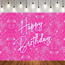 Pink Glitter Ribbon Circle Birthday Party Background,Suitable For Birthday Party Decorations, Photography Props - Multicolor - View 1