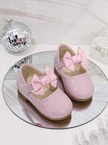 Chaussures de princesse pour filles, chaussures en cuir synthétique à semelle souple pour printemps & automne, nouvelles chaussures pour enfants, décoration de nœud en perles pour l'été - Rose bonbon - Voir 2