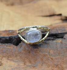 925 Sterling Silver And Brass Onyx Gemstone Jewelry Ring ~ December Month Birthstone ~ Natural Crystal Gemstone Ring ~ Gift For Valentine Day - 彩虹月光石 - 查看 3