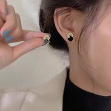 1 对锌合金方晶锆石耳钉，女士珠宝礼物 - 彩色 - 查看 3