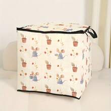 Large Capacity Foldable Storage Box With Cute Mouse And Floral Print - Non-Woven Fabric Storage Bin For Blankets, Quilts And Clothes - Waterproof Zipper Closure - Ideal Easter Gift, Perfect For Home Organization | Playful Design | Zippered Storage Bin