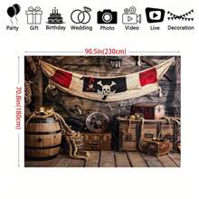 Pirate Party Backdrop - Nautical Map & Ship Deck Design, Multipurpose Polyester Fabric Banner For Home Decor And Events (Available In 3 Sizes: 39x59 Inches, 70.8x90.5 Inches, 94.5x118.1 Inches)