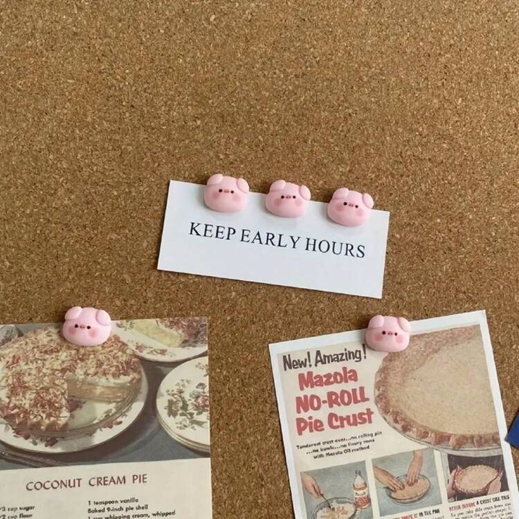 Set de 3 piezas/6 piezas/12 piezas de imanes de nevera con diseño de cochinillo rosa, lindos imanes ovalados de plástico con motivos de animales para decoración de cocina, regalo para fiestas - Multicolor - Añade 7