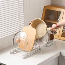 1 pièce Étagère de rangement et d'égouttage de cuisine style japonais simple, pour couvercles de casseroles, planches à découper et poêles
