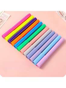 12 支/套女士多色荧光荧光笔，适用于 DIY 计划、记笔记、突出显示 - 彩色 - 查看 1