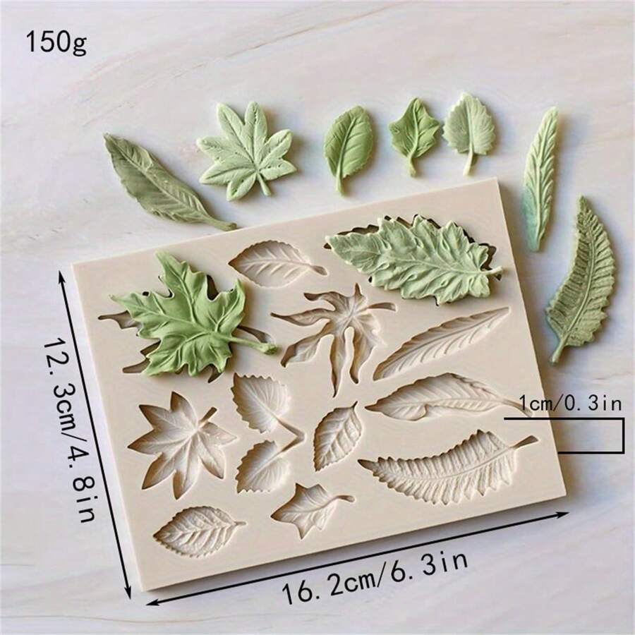 1pc Nature-Inspired Green Leaf, Rose Leaf, Elm Leaf, Turtle Back Leaf Silicone Cake Chocolate Mold, High-Quality Silicone Mold For Fondant, And Durable Kitchen Silicone Mold, Suitable For Various Holiday Cake Decorations