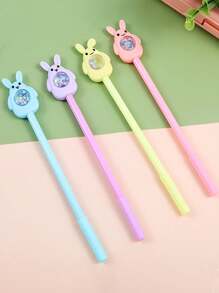 12支可爱复活节兔子造型中性笔，带彩色闪粉，轻巧便携，是完美的复活节礼物，黑色墨水，书写流畅，适合学校和办公室使用，中性色，节日用品 - 彩色 - 查看 7