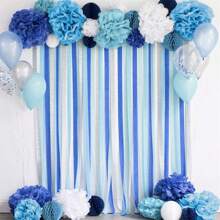 Tissue Paper Pom Poms - 24 Pieces Set - Assorted Sizes - Blue Party Decorations For Birthdays, Weddings, Special Occasions (Blue Navy Assortment)