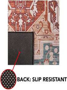 1pc Vintage Printed Area Carpet, Retro Style, Washable Plush Polyester Rectangular Textured Details, Soft Non-Pilling, Absorbent, Non-Slip, Easy Care Rugs Suitable For Living Room, Bedroom, Kitchen, Nursery, Office, Party, Birthday, All Seasons