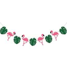 1pc Hawaiian Tropical Flamingo Summer Party Decor Banner Garland Bunting Tropical Jungle Banners Happy Birthday Decoration - Multicolor - View 9