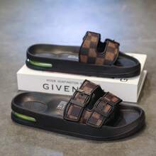 男士凉鞋，简约时尚男士沙滩拖鞋，家居拖鞋，淋浴鞋，室内拖鞋，浴室凉鞋，极致舒适，轻便，防滑，易于清洁 - 棕色 - 查看 1