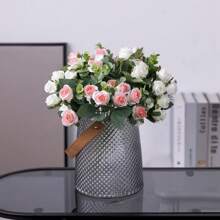 1/3/5pcs Romantic Artificial Flowers Centerpieces Plastic Flowers Tea Roses Bouquet Fake Plants Eucalyptus Leaves For Wedding Room Home Hotel Party Event New Years Gifts Handheld Flower Arrangement For Valentine's Day Wedding/Home/Bedroom/Living Room/Table Decoration/Bride's Bouquet/Outdoor Garden Birthday Graduation