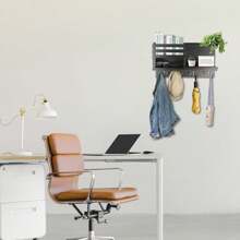 Soporte de pared para llaves, organizador de llaves y correo de madera maciza para pared, perchero de 8 ganchos para llaves para entrada, pasillo, dormitorio, decoración rústica para el hogar - 8 ganchos - Ver 10