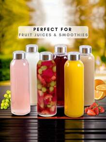 1pc Clear Glass Bottles With Lids 18 Oz And 24 Oz, Reusable Glass Water Bottles With Stainless Steel Cap For Juicing, Refrigerator, 100% Leak Proof, Glass Juice Bottles, Juice Cup, Coffee Cup, Drinking Sports Water Bottle For Fitness, Gym And Outdoor, Suitable For Both Cold And Hot Drinks, Mother's Day And Father's Day Gifts, Family Kitchen Party Office, Boyfriend And Girlfriend Gifts - Multicolor - View 13