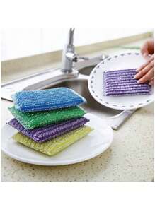 4 件套厨房清洁洗碗布、不粘油洗碗海绵、清洁刷