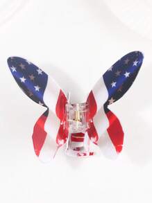 1 PIEZA Clip de pelo de 10 CM con bandera estadounidense impresa por ambos lados en PVC en forma de mariposa