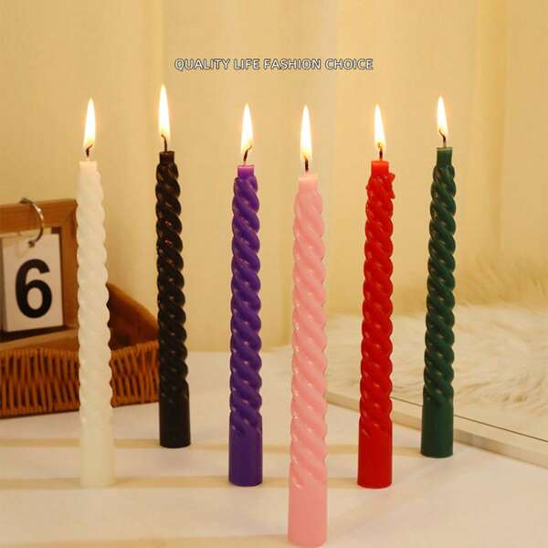 4pcs 10-Inch European Style Colorful Threaded Long Stem Candles, Smokeless Romantic Wedding Classic French Candle Holders For Home Gifts Birthday Graduation