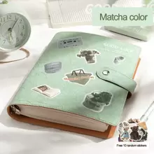 Cuaderno de estética de buena suerte: diario Kawaii, planificador, álbum de recortes con 10 pegatinas aleatorias gratis, diseño lindo de bolsa de la compra, útiles escolares, vuelta al cole