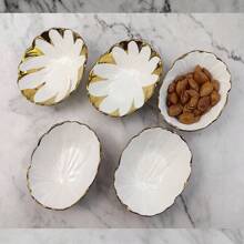 1个白色和金色陶瓷调味碗，手工绘制金色线条，可盛放手工蘸酱、莎莎酱、酱油、沙拉酱、小吃碗 - 彩色 - 查看 9