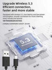 WoSD Fone de ouvido sem fio TWS 5.3 Headset sem fio Esporte Estéreo, Música estéreo móvel Hi-Fi e Microfone Gaming com baixa latência