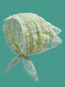 法式田园风蕾丝裹头巾时尚三角头巾女发圈头箍海边饰品复古优雅围巾丝带法式蕾丝三角头巾花朵发饰 - 彩色 - 查看 6