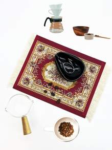 KTshxap 1 件咖啡垫、咖啡垫、咖啡杯垫、饮料杯垫、咖啡杯垫、桌垫、鼠标垫、防滑耐热垫、碗碟干燥垫、流苏地毯杯垫、桌面杯垫、咖啡师配件、学校用品、节日礼物 - 彩色 - 查看 4