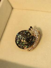 1pc Vintage Snail & Shell Brooch, Enamel Decor With Rhinestones, European & American Fashion Jewelry Accessory - Snail Brooch - View 1