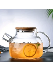 1pc High Capacity Thick Glass Teapot With Infuser - Heat Resistant, Suitable For Blooming Tea And Iced Drinks, Ideal Choice For Home Use