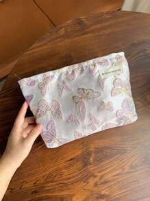 1 pieza/Bolsa de Maquillaje, Embrague, Bolsa de Cosméticos, Bolsa de Tocador, Bolsa para Maquillaje, Tela Jacquard, Diseño de Mariposa, Estilo Dulce, Moda Exquisita, Gran Capacidad, Liviana y Portátil, Para Ir y Venir, Cita, Regalo Ideal, Para Cualquier Ocasión, Accesorio Esencial para Mujeres Encantadoras