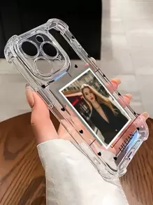 1 件个性化心形相框手机壳，适用于 16 Pro Max/16 Pro/ 15 Pro Max/14 Pro Max/13 Pro Max/Infinix/Smart 5/Smart 7/Redmi/OPPO A95/A18/A58/A74/A76/A95/F19、Moto G84/G54/G52、Galaxy A24/S24U/S23U/S22U/A14/A15/A54/A55、Redmi、OPPO、Vivo Y17s/Y20/Y27/Y35/Y36，高清 DIY 设计硅胶镜头保护手机壳，透明、时尚、多彩、复古、可爱、简约、有趣、定制、个性化、独特、定制，适合他的理想礼物，适合她、男朋友、女朋友、家人、朋友、祖父母、情侣、周年纪念、生日