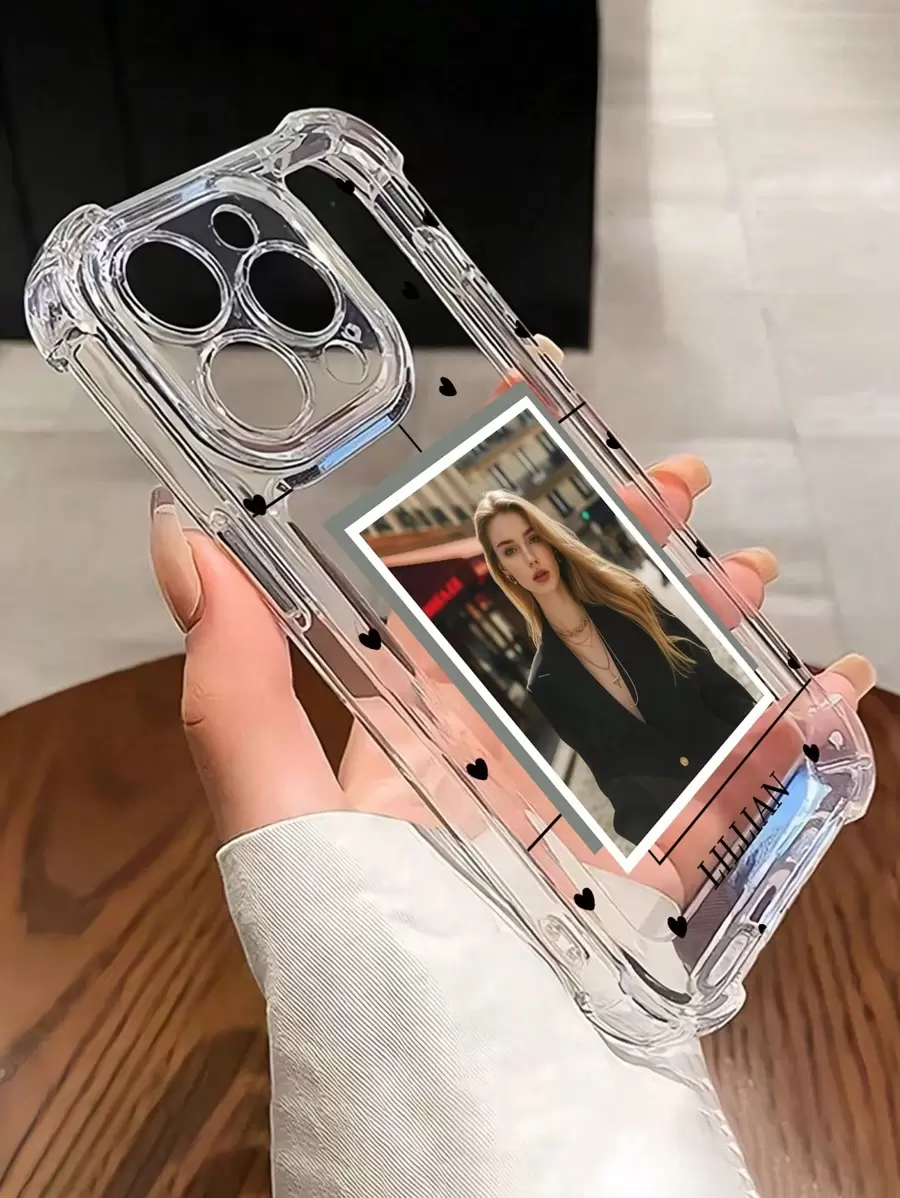 1 件个性化心形相框手机壳，适用于 16 Pro Max/16 Pro/ 15 Pro Max/14 Pro Max/13 Pro Max/Infinix/Smart 5/Smart 7/Redmi/OPPO A95/A18/A58/A74/A76/A95/F19、Moto G84/G54/G52、Galaxy A24/S24U/S23U/S22U/A14/A15/A54/A55、Redmi、OPPO、Vivo Y17s/Y20/Y27/Y35/Y36，高清 DIY 设计硅胶镜头保护手机壳，透明、时尚、多彩、复古、可爱、简约、有趣、定制、个性化、独特、定制，适合他的理想礼物，适合她、男朋友、女朋友、家人、朋友、祖父母、情侣、周年纪念、生日