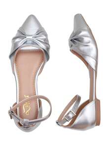 Salomé Slingback Flat Sandals Women's Comfortable Bow Pointed Toe - 銀色 - 查看 5