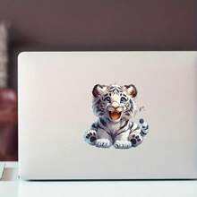 White Tiger Youngsters Cute Sitting Tiger Creative Fun Car Motorcycle Sticker Covering Scratches Window Motorcycle Laptop Helmet Refrigerator Waterproof Sticker Game And Anime Surrounding