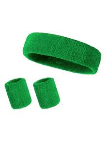 3-Piece Solid Color Polyester Sports Wristband And Headband - Breathable All Season Polyester Knit, 2pcs Wrist Guard, 1pc Headband Sweat Band, Sweat Proof Portable, Suitable For Basketball, Badminton, Tennis, Baseball, Hiking Sports Accessories, Unisex