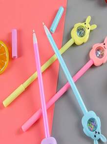 12支可爱复活节兔子造型中性笔，带彩色闪粉，轻巧便携，是完美的复活节礼物，黑色墨水，书写流畅，适合学校和办公室使用，中性色，节日用品 - 彩色 - 查看 6