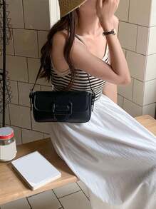 Women's Fashionable Underarm Polyester Shoulder Bag For Daily Wear - Black - View 2