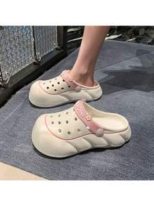 Women's EVA Lightweight Hollow Sandals, Soft & Elastic Color Block Design, Very Suitable For Summer Outings And Casual Fashion - Pink - View 6