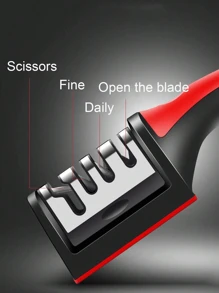 1PC Quick Kitchen Knife Sharpener, 4/3-Step Sharpening System For Fast And Effective Knife Sharpening, Repairs, Sharpens And Polishes Knives, Easy To Use With Non-Slip Handle, Black And Red Finish, Suitable For Sharpening Steel And Ceramic Knives, Ideal For Chefs, Cooks, And Home Kitchens, Ensures Sharp And Knives.