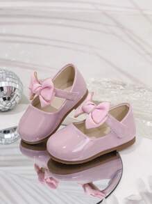 Chaussures de princesse pour filles, chaussures en cuir synthétique à semelle souple pour printemps & automne, nouvelles chaussures pour enfants, décoration de nœud en perles pour l'été - Rose bonbon - Voir 4