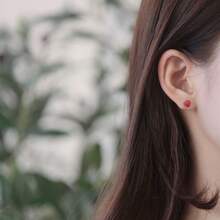 2 chiếc hoa tai đính đá hình quả dâu tây đơn giản dễ thương dành cho nữ làm quà tặng trang sức sinh nhật - Nhiều màu - Xem 5