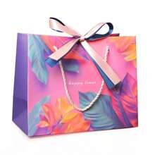 2pcs Colorful Gift Bags, Cosmetic Packaging Bags, Universal Paper Bags With Ribbons - Multicolor - View 6